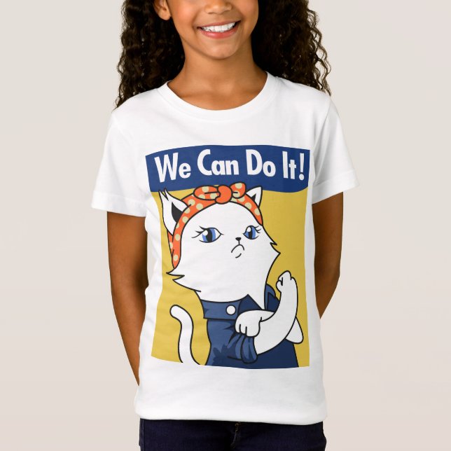 T-Shirt Nous Pouvons Le Faire ! Chat blanc Rosie le Rivete (Devant)