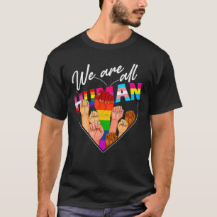 T-shirt Nous Sommes Tous Humains Drapeau Coeur Lgbt Gay pr