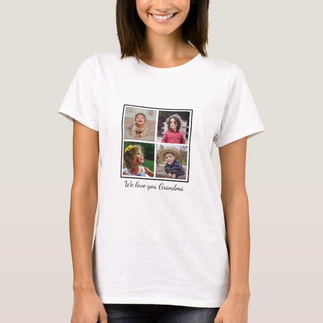 T-shirt Nous t'aimons, grand-mère 4 Collage de photos (Devant)