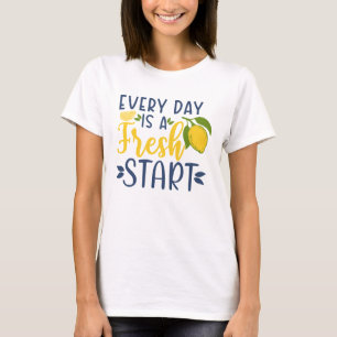 T-shirt Nouveau Départ Chaque Jour Graphique de Citron Mot