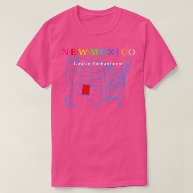 T-shirt Nouveau-Mexique USA Terre d'enchantement avec cart (Design devant)