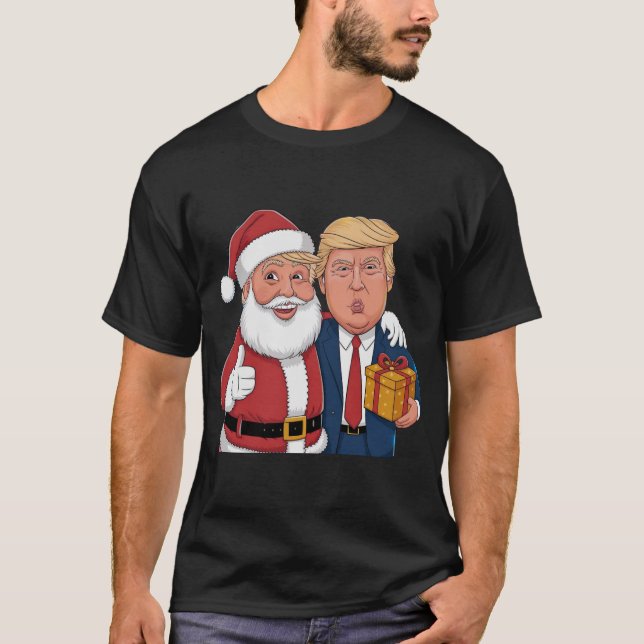 T-shirt NOUVEAU Noël 2024 - Trump et Père Noël célèbrent (Devant)