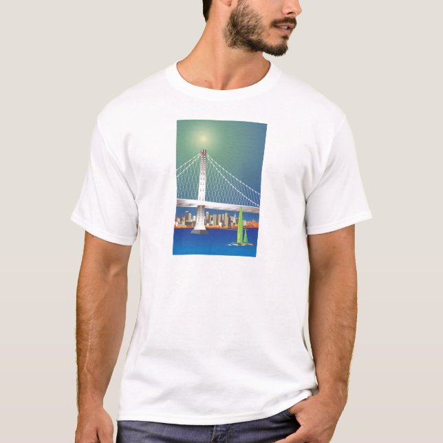 T-shirt Nouveau Oakland paysage urbain de pont de baie de (Devant)