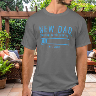 T-shirt Nouveau Papa Batterie en Faible Bleu Clair Année é