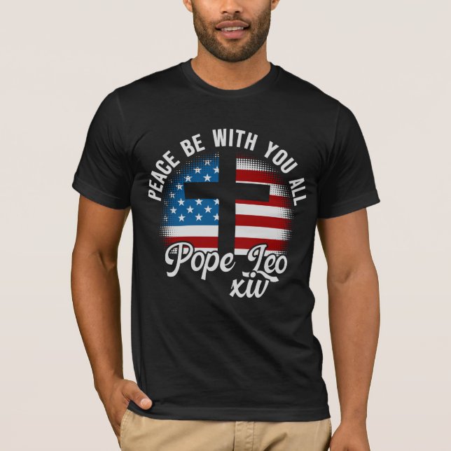 T-shirt Nouveau Pape Léon XIV Paix Soyez avec vous tous Ci (Devant)