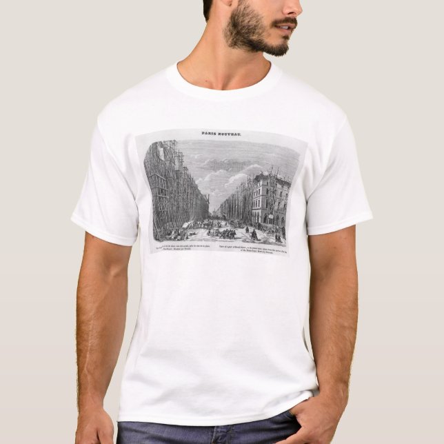T-shirt Nouveau Paris, vue d'une pièce de rue de Rivoli (Devant)