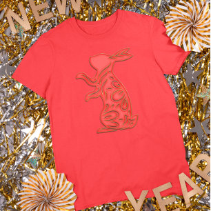 T-shirt Nouvel An Lunaire Rouge Or Lapin Zodiaque Chinois