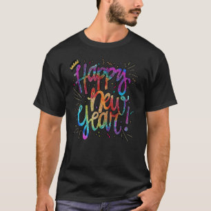 T-shirt Nouvel An Soirée Joyeux Nouvel An Tie Dye Festive