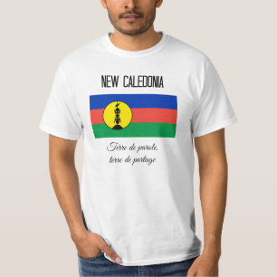 T-shirt Nouvelle-Calédonie, drapeau et devise, design uni