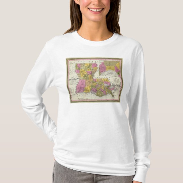 T-shirt Nouvelle carte de la Louisiane 3 (Devant)