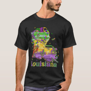 T-shirt Nouvelle-Orléans Louisiane Carte Fleur De Lis Mard
