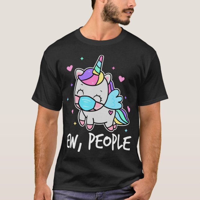 T-shirt Nouvelle Population Distances Sociales Unicorne Pr (Devant)