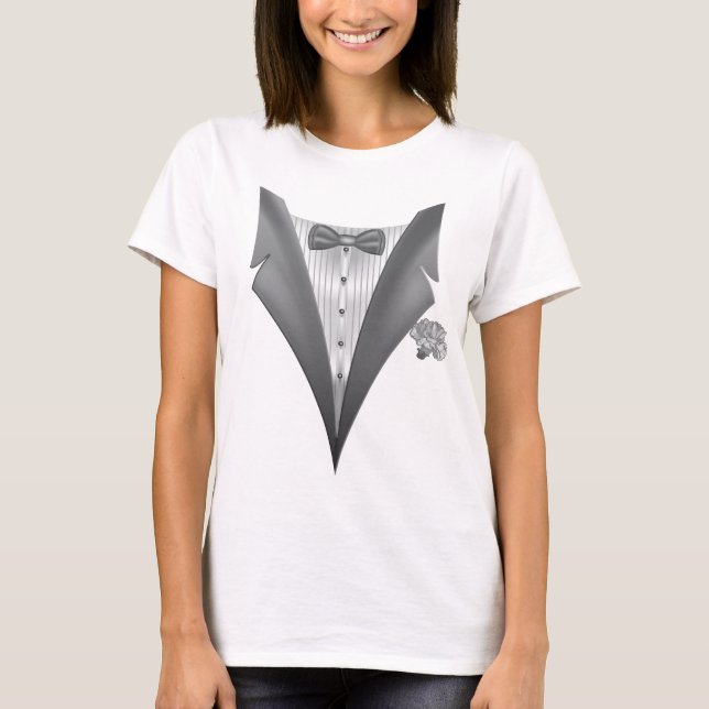 T-shirt Nouvelle Tuxedo Tux Impression (Devant)