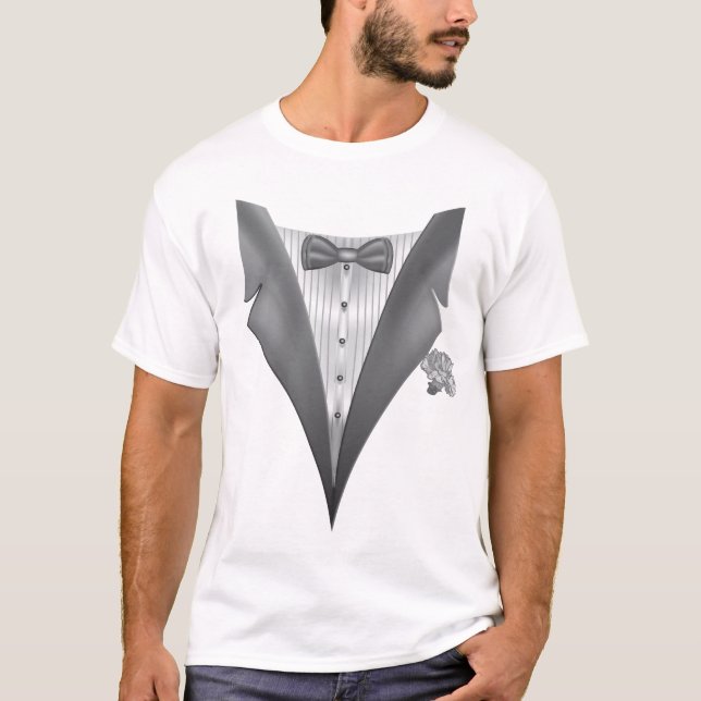 T-shirt Nouvelle Tuxedo Tux Impression (Devant)