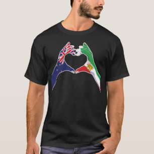T-shirt Nouvelle-Zélande Iran Unité Cœur avec Lion et Sole