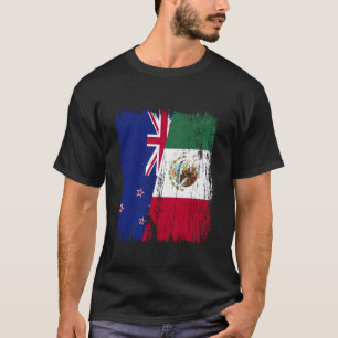 T-shirt Nouvelle-Zélande Mexique Demi-Drapeau Néo-Zélandai