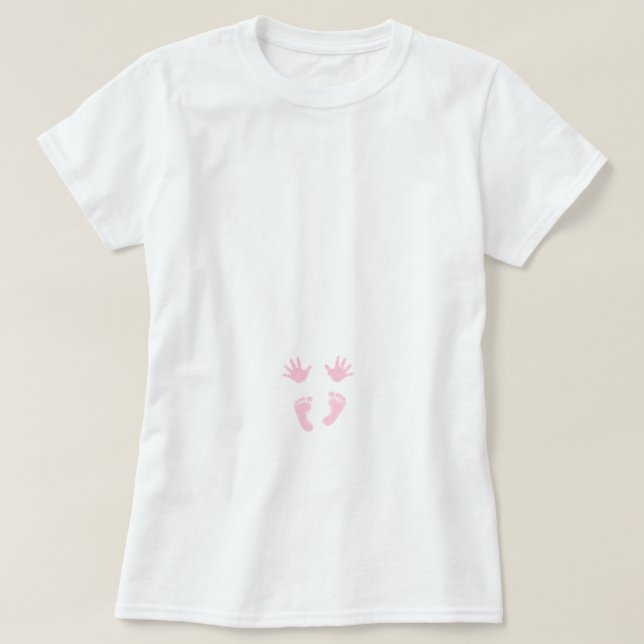 T-shirt Nouvelles mains de rose de bébé et pieds de (Design devant)