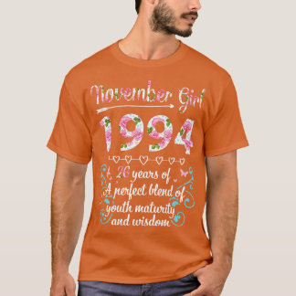T-shirt Novembre Fille 1994 Joyeux 26 Ans D'Une Ble Parfai