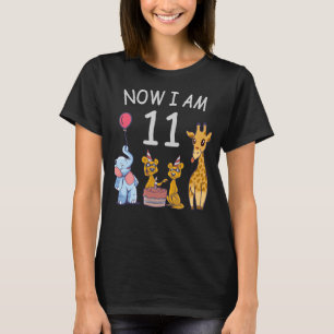 T-shirt Now I, 11 ans old 11th Birthday at the Zoo