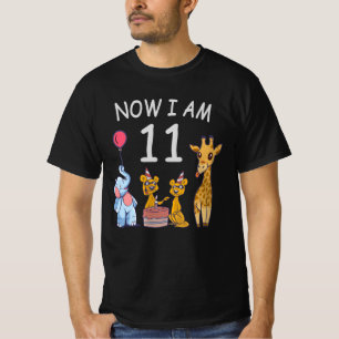 T-shirt Now I, 11 ans old 11th Birthday at the Zoo