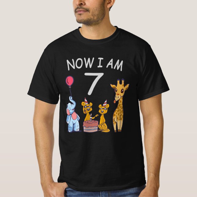 T-shirt Now I, 7 ans d'or 7th Birthday (Devant)