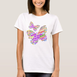 T-shirt Nuage de mots-clés papillon élégant et inspirant