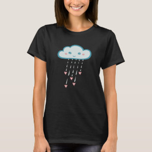 T-shirt Nuage de pluie bleu heureux pleuvant les coeurs