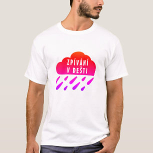 T-shirt Nuage violet rouge et mot tchèque Zpívání v dešti