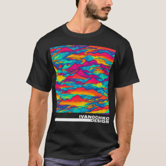 T-shirt Nuages Dans L'abstraction De Montagnes Actif