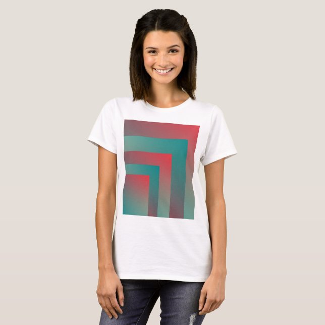 T-shirt nuances turquoises coralliennes (Devant entier)