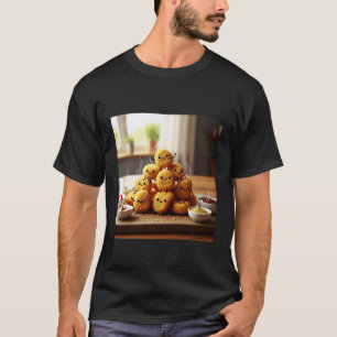 T-shirt Nuggets de poulet mignons avec des visages drôles