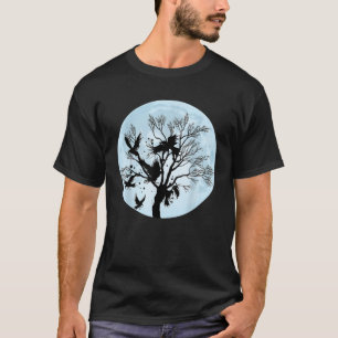 T-shirt Nuit au Clair de Lune Corbeau Noir Forêt Animal Oi