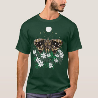 T-shirt Nuit avec papillon de printemps noir à l'anémone