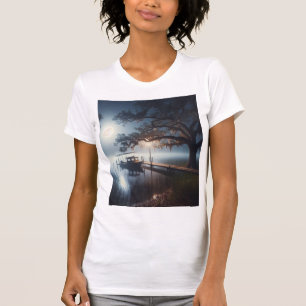 T-shirt Nuit de bateau sur la Lune sur le lac