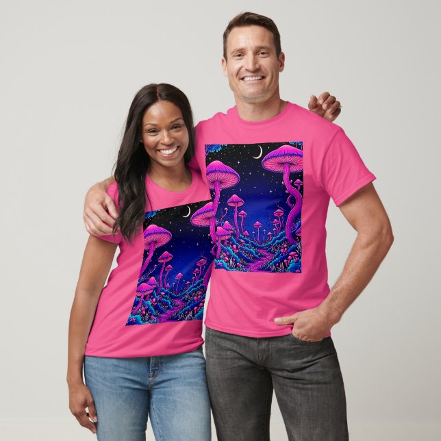 T-shirt Nuit de forêt de champignons psychédélique (Unisexe)