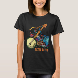 T-shirt Nuit de jazz au banjo à Baton Rouge, voyage rétro