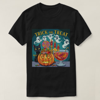 T-shirt Nuit effrayante d'Halloween Arbre effrayant et cit