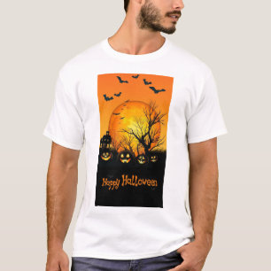 T-shirt Nuit effrayante d'Halloween avec pleine lune, citr