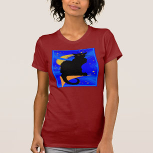 T-shirt Nuit étoile Chat noir Halloween