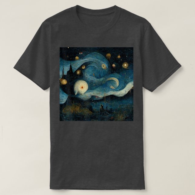 T-shirt Nuit étoilée avec Hieronymus Bosch (Design devant)