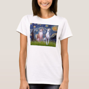 T-shirt Nuit étoilée - Deux Whippets