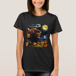 T-shirt Nuit étoilée éffrayante du bison d'Halloween