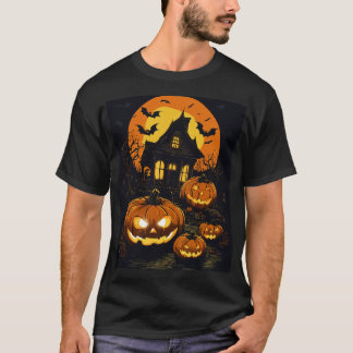 T-shirt "Nuit hantée : Citrouille Jack-o'-Lanterns & Bats"