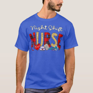 T-shirt Nuit Shift Nurse Plaid Parties scintillant Amour C
