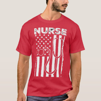 T-shirt Nuit Shift NurseNurse Drapeau American326