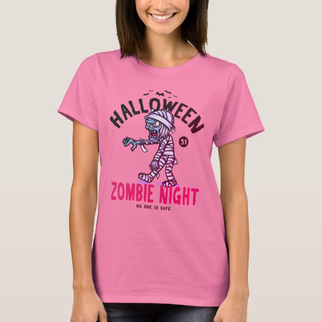 T-shirt Nuit Zombie d'Halloween (Devant)