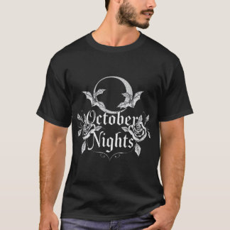 T-shirt Nuits d'Octobre Design Gothique Lune et Roses