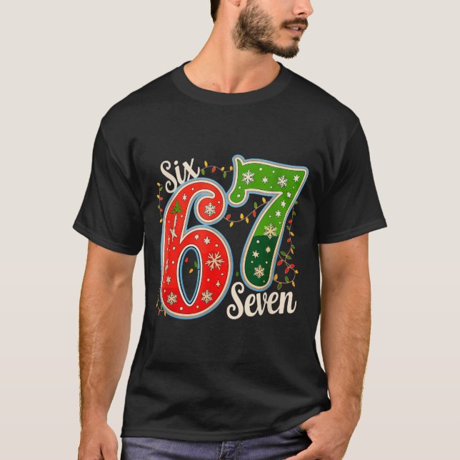 T-shirt Number 67 Funny Six Seven 6 7 Meme Christmas Light (Devant)