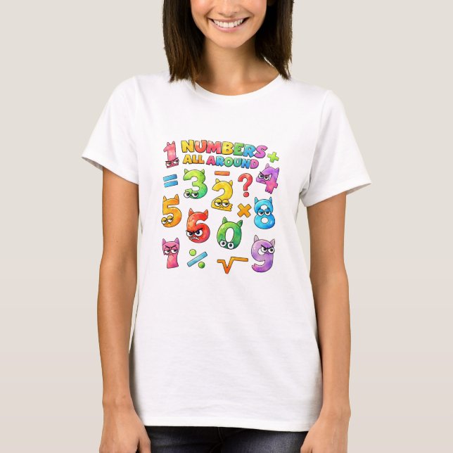 T-shirt Number Day Colourful Maths Numbers T Shirt for  (Devant)