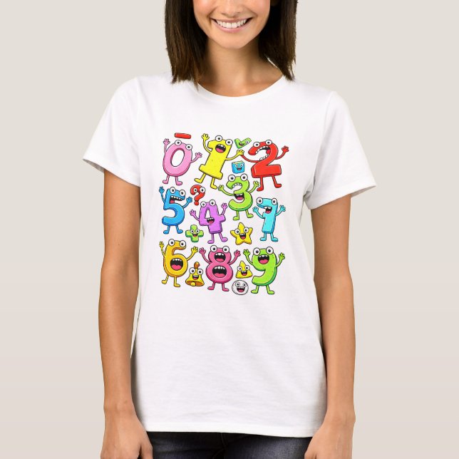 T-shirt Number Day Funny Cartoon Numbers Math T Shirt (Devant)